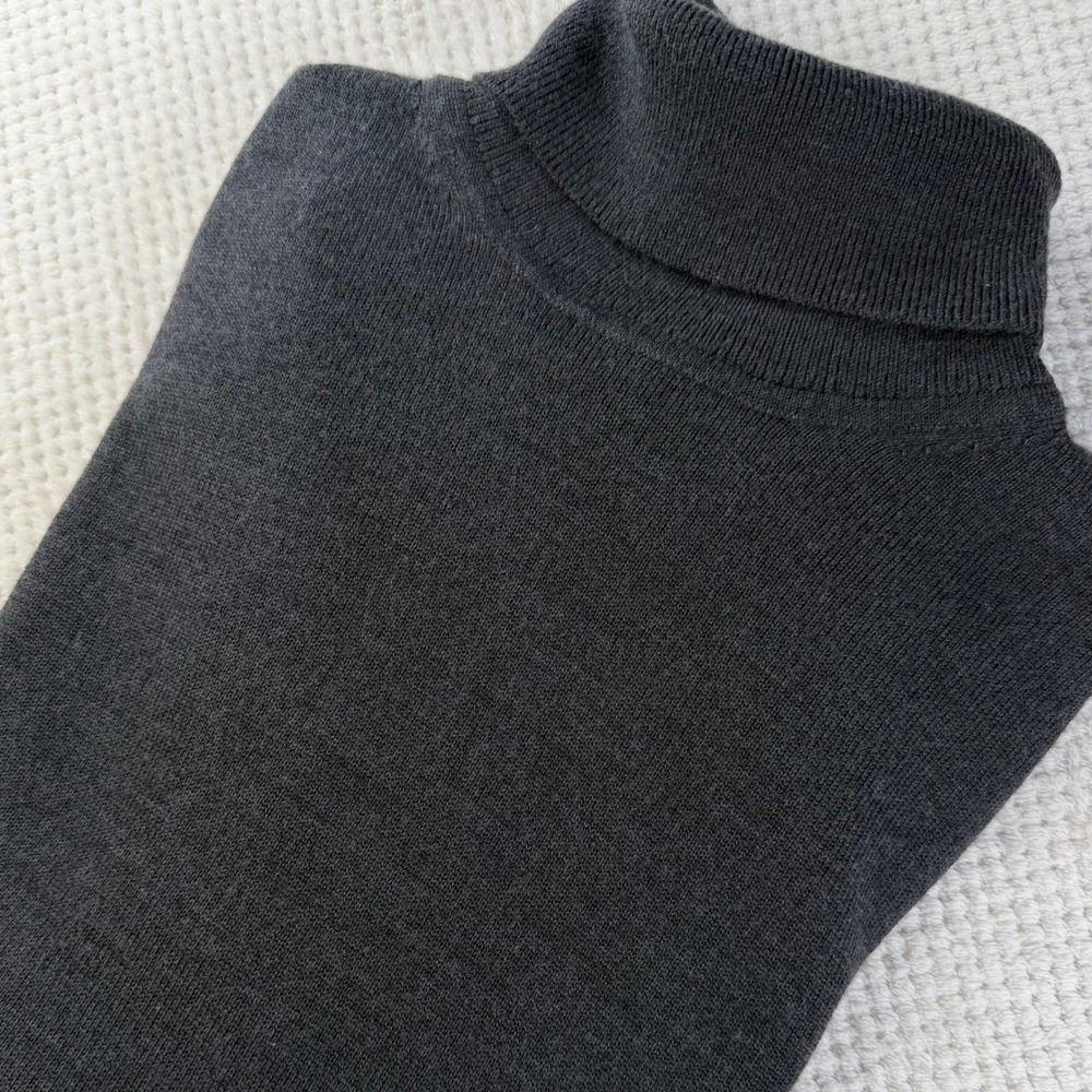 Toscano Firenze Mens Charcoal Gray Merino Wool Blend Turtleneck Sweater Size M